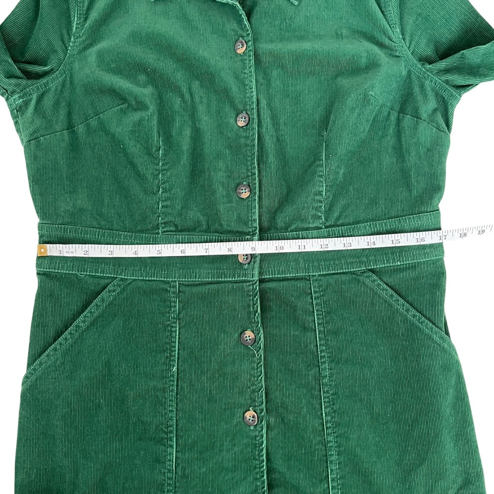 Boden Flora Dark Green Cord Button Long Sleeve Shirt Dress SZ 10R Fall Corduroy - Picture 11 of 13